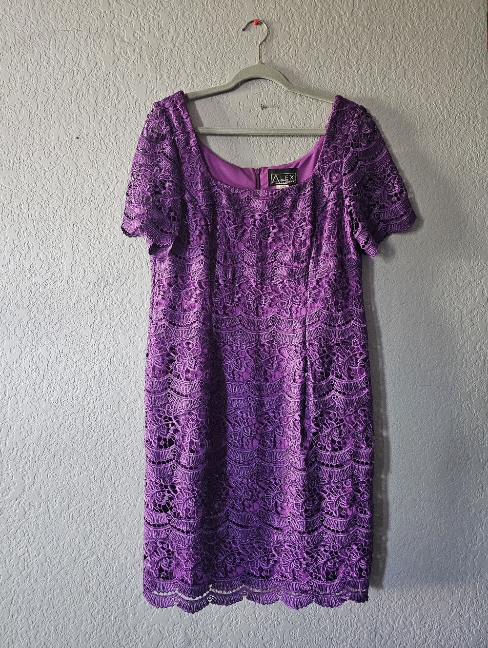 Alex Evenings Purple Lace Midi Dress
